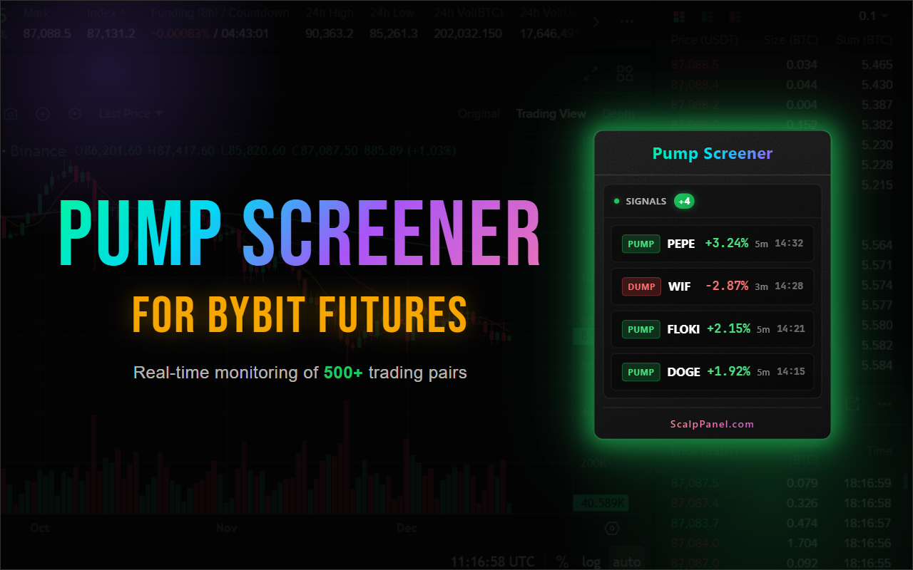Pump Screener for Bybit - Real-time signals